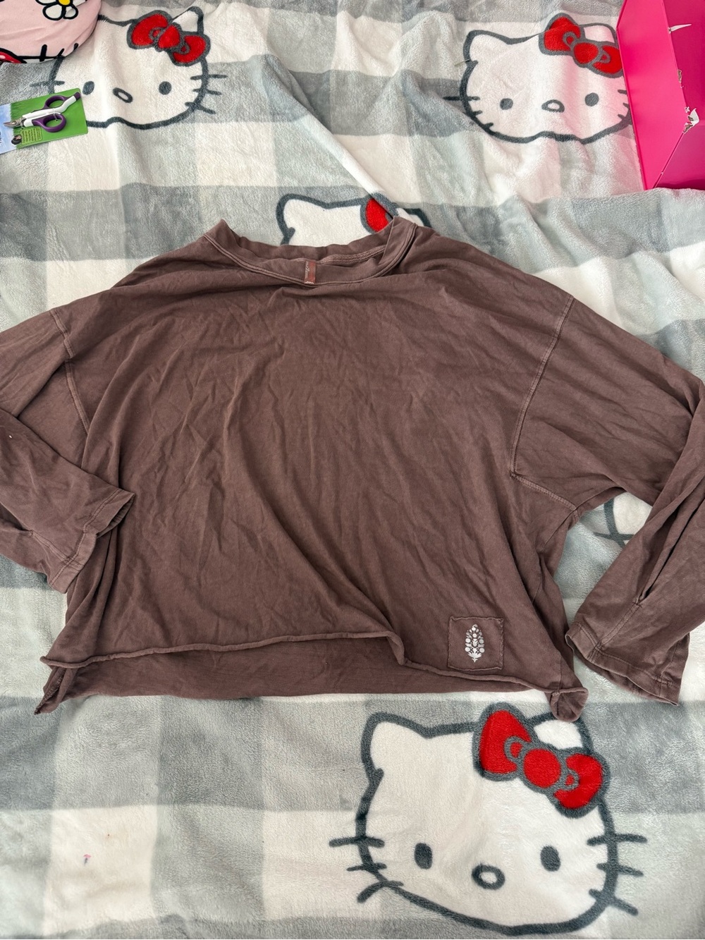 Free People fp movement brown long sleeve shirt Boho style loose shirt